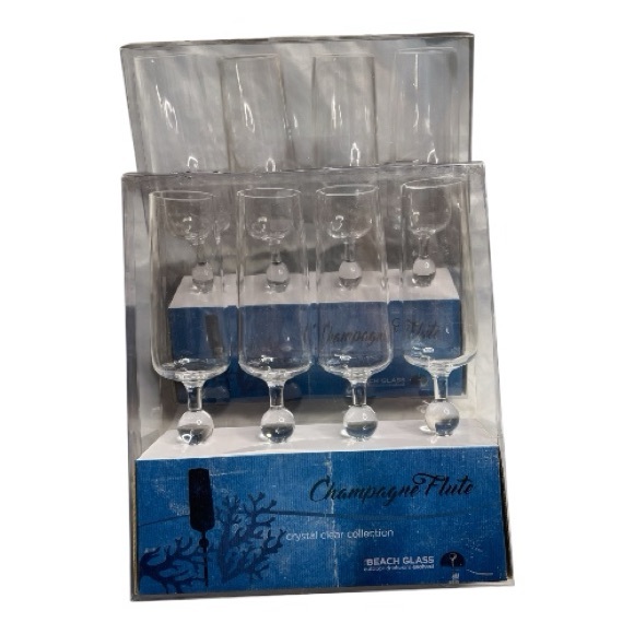 Crystal Clear Champagne Flutes - Set of 8 - Picture 1 of 4